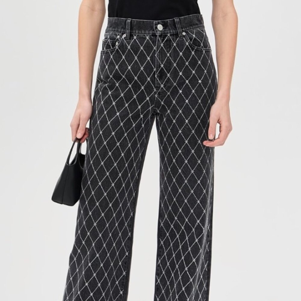 LE JEAN Column High Rise Jeans with Diamond Stitch,  Sz 25. Worn once!